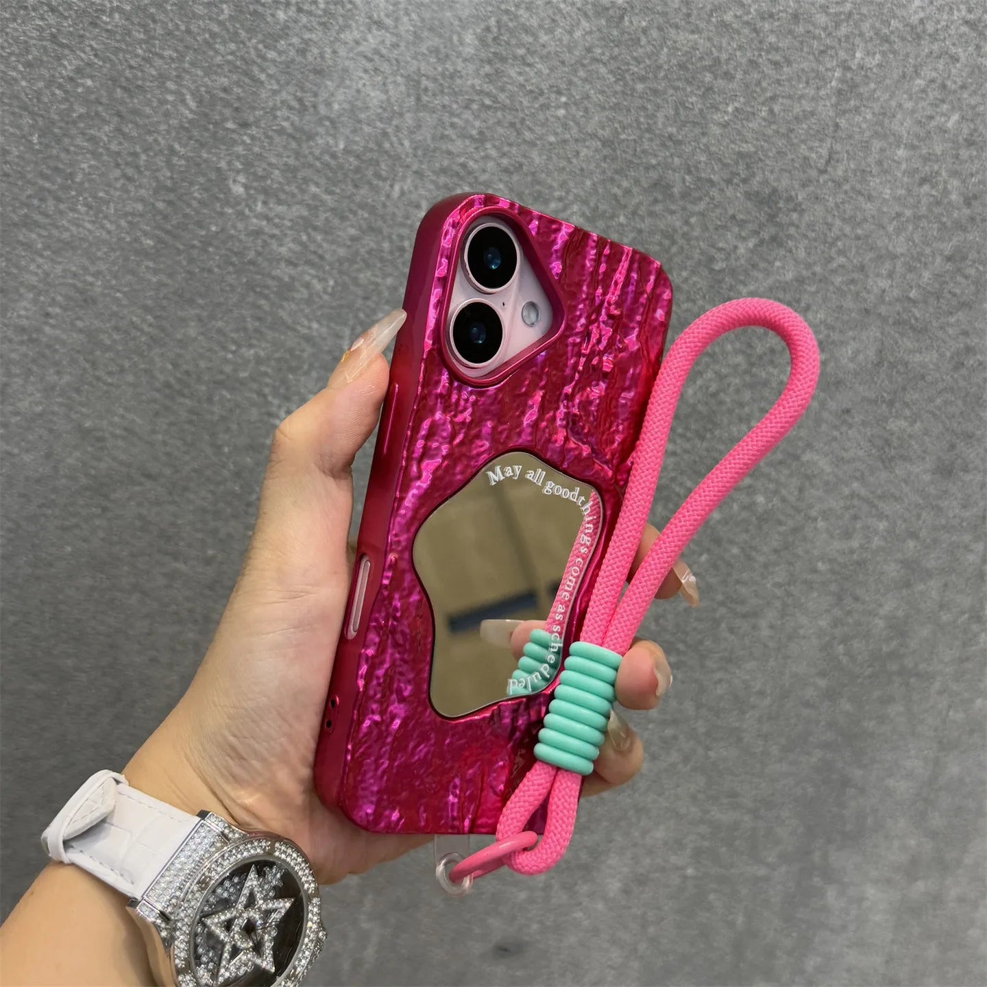 Fashion Silicone Wrinkle makeup mirror Phone Case