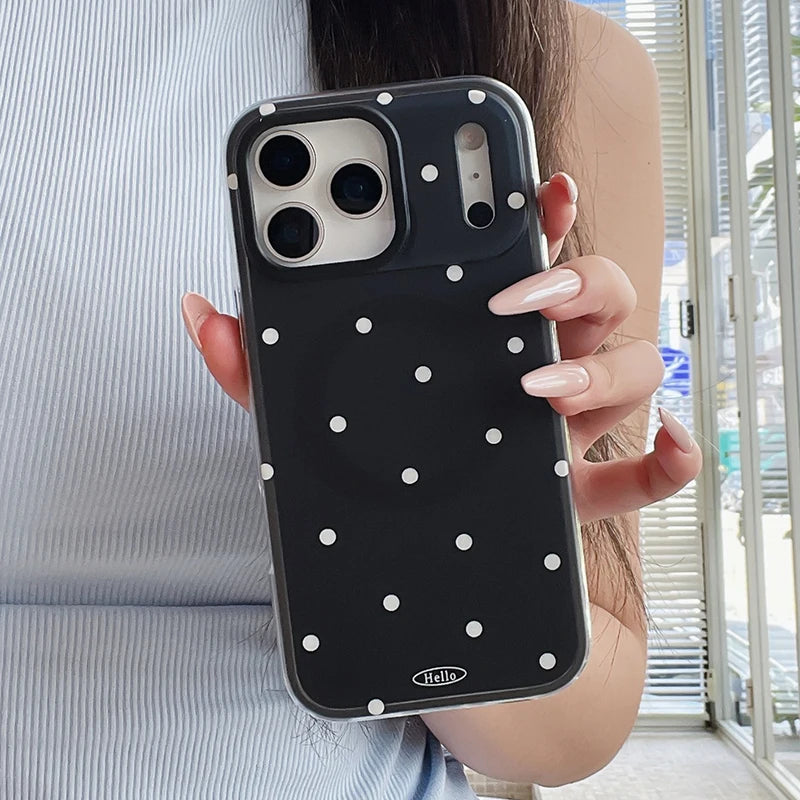 Ins Popular Polka Dot Magnetic Wireless Charging Phone Case