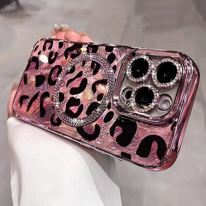 Laser Leopard Glitter Magnetic Phone Case