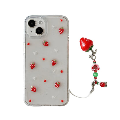 Cute 3D Strawberry Glitter Bling Phone Case