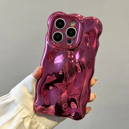 Luxury Fashion Plating Rose 3D Bubble Wave Phone Case