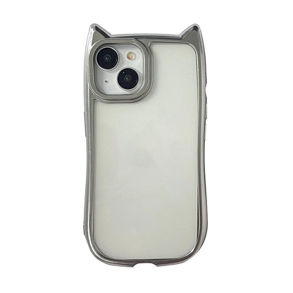 Cartoon Cute 3D Cat Ears Plating Silver Transparent Phone Case