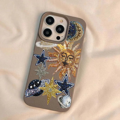 Mosaic Print Of Spaceships Stars Lichee Pattern Phone Case