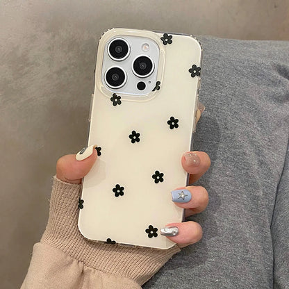 Fashion Black Love Heart Polka Dot Flowers Phone Case