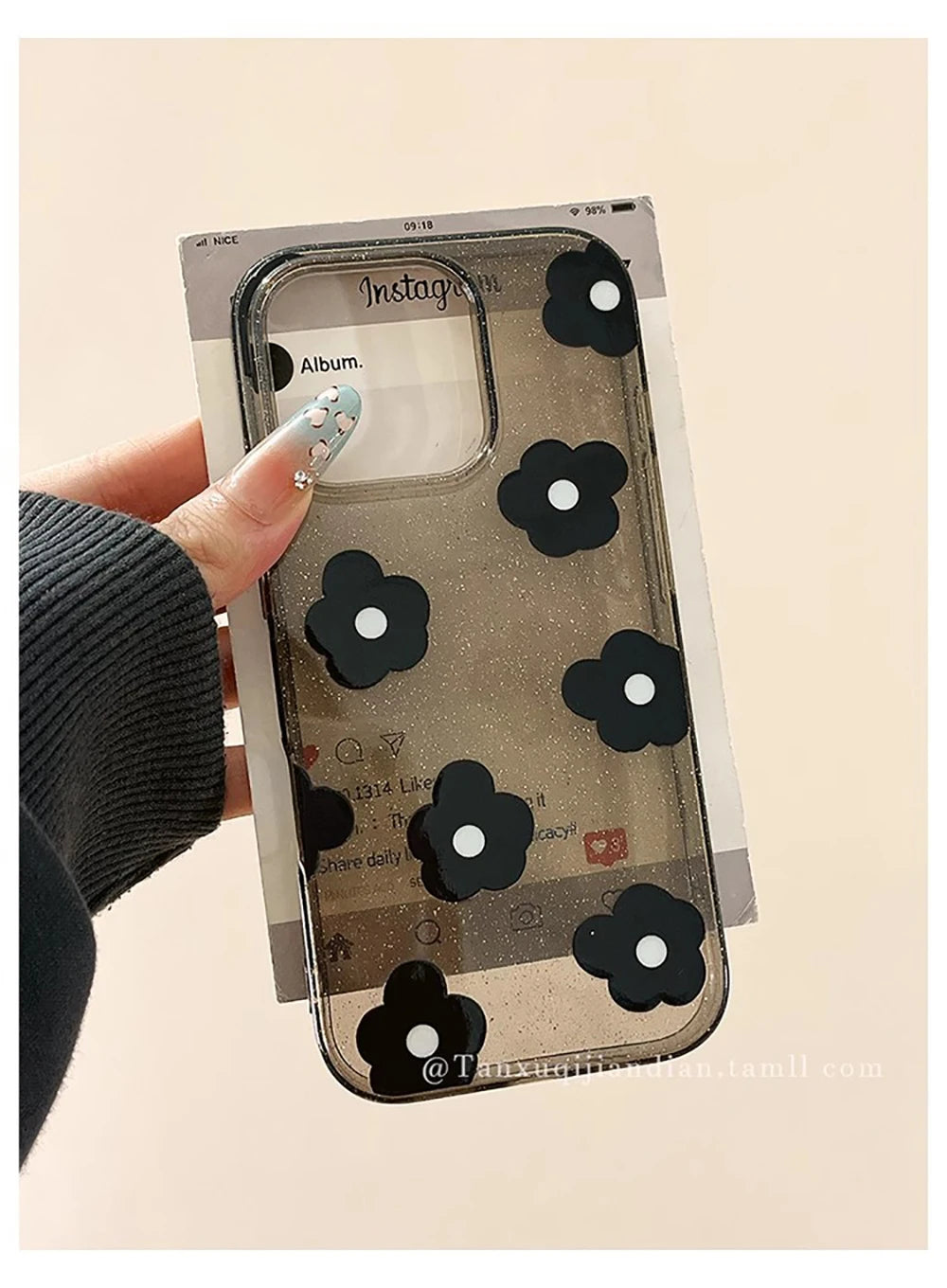 Cute Heart Lovely Polka Dot Love Glitter Phone Case