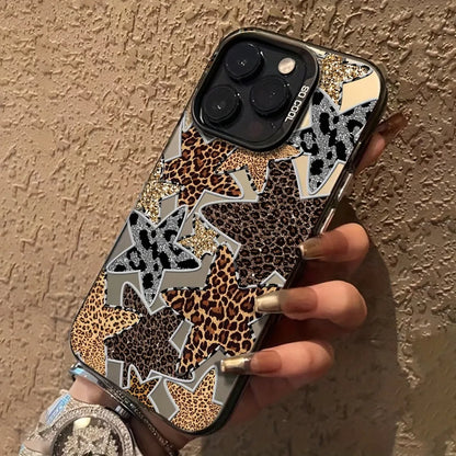 Material Phone Case Black Leopard Print Star Cover
