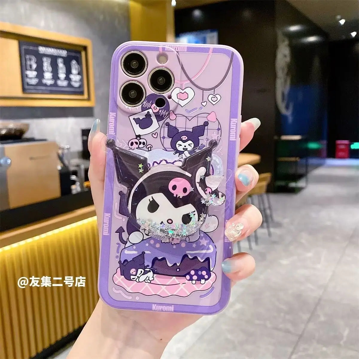 Sanrio Kuromi Phone Case with Shoulder Strap for iPhone