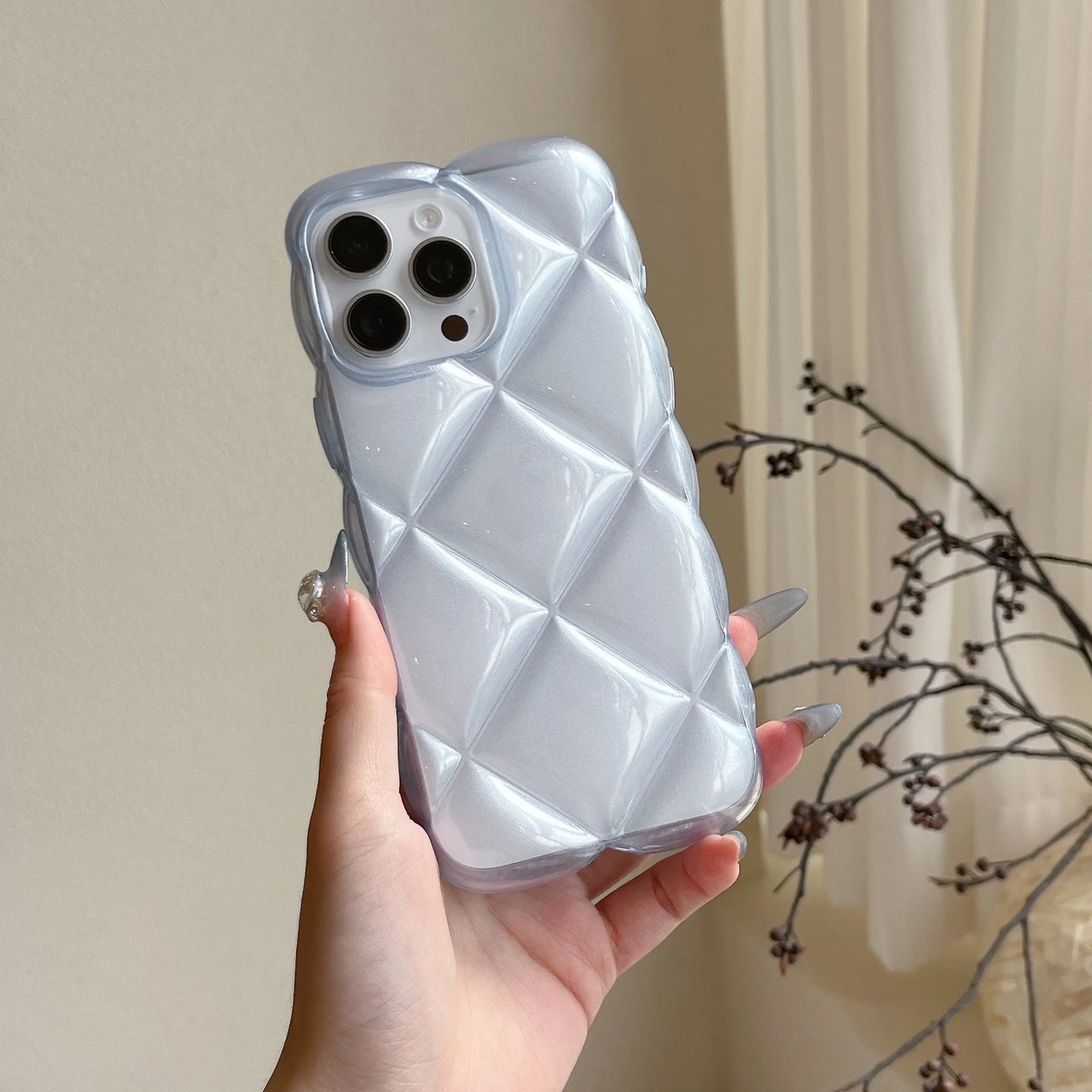 3D Diamond Pattern Rhombus Epoxy Resin Candy Phone Case