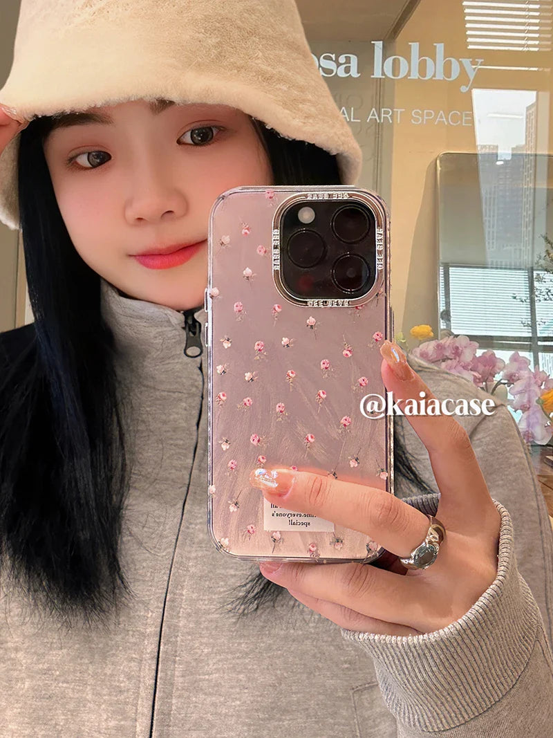 Pink Glitter Floral Phone Case for iPhone