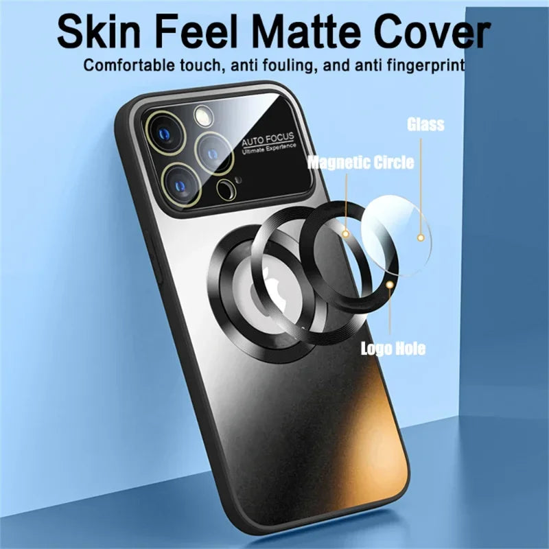 Luxury Glass Camera Lens For Magesafe Magnetic Wireless Charging Phone Case