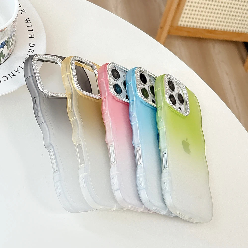 Simple Gradient Color Wave Edge Clear Phone Case