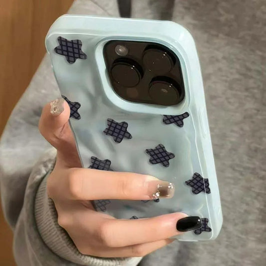 Cartoon Black Checkered Star Pattern Phone Case