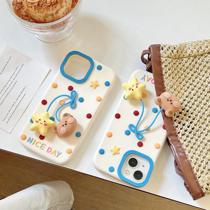 Cute Bear 3D Colorful Polka Dot Silicone Phone Case