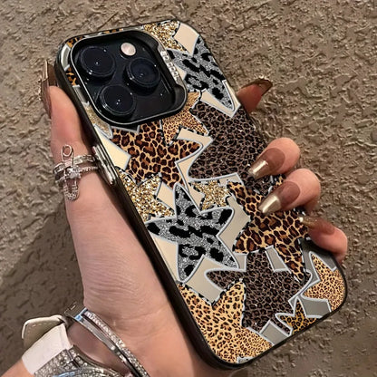 Material Phone Case Black Leopard Print Star Cover
