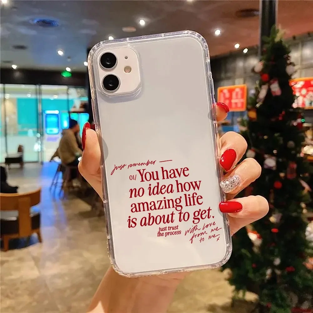 Red Valentines Quote Aesthetic Christian Clear Phone Case