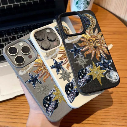 Mosaic Print Of Spaceships Stars Lichee Pattern Phone Case