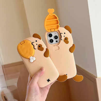 Funny Dog Eat Chicken Leg Soft Silicone Phone Case