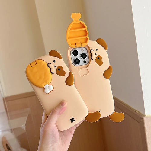 Funny Dog Eat Chicken Leg Soft Silicone Phone Case
