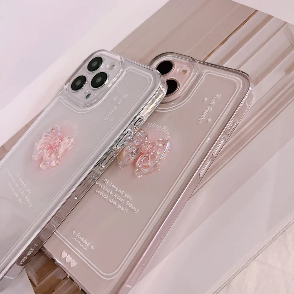 Cute 3D Crystal Bow Love Heart Phone Case