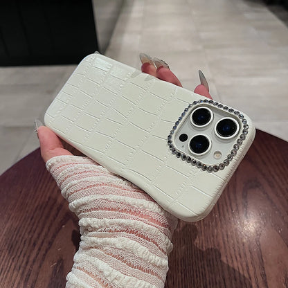 Luxury Crocodile Pattern Leather Diamond Phone Case