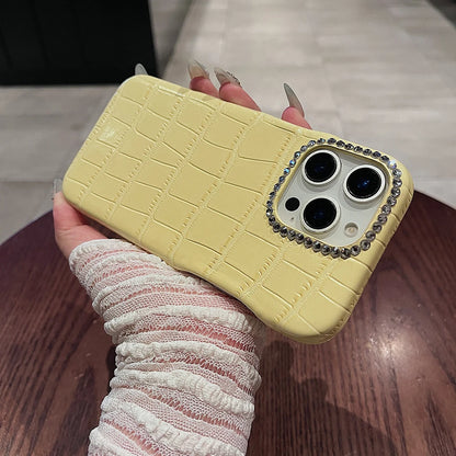 Luxury Crocodile Pattern Leather Diamond Phone Case
