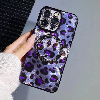 Laser Leopard Glitter Magnetic Phone Case