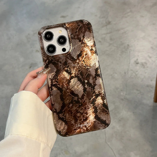 Personality Glossy Snake Skin Pattern Shockproof Protective Phone Cover Case