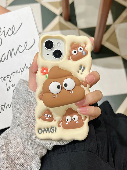 Funny Red Flower Cow Dung Foldable Holder Stand Silicone Phone Case