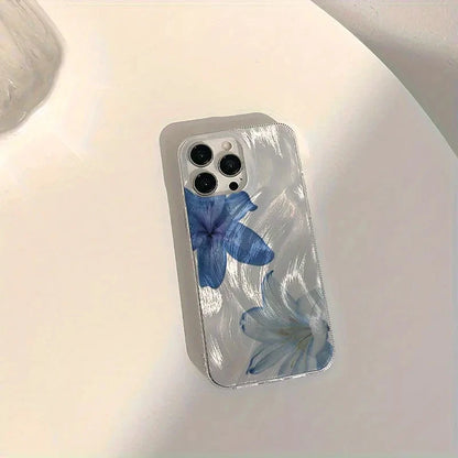 Two Lily Flower Pattern Transparent Edge Phone Case