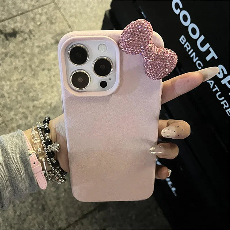 Cute 3D Diamond Bow Pink Phone Case