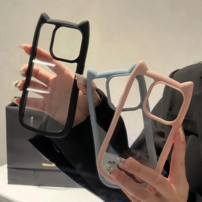 Cute Cat Ear Transparent Phone Case
