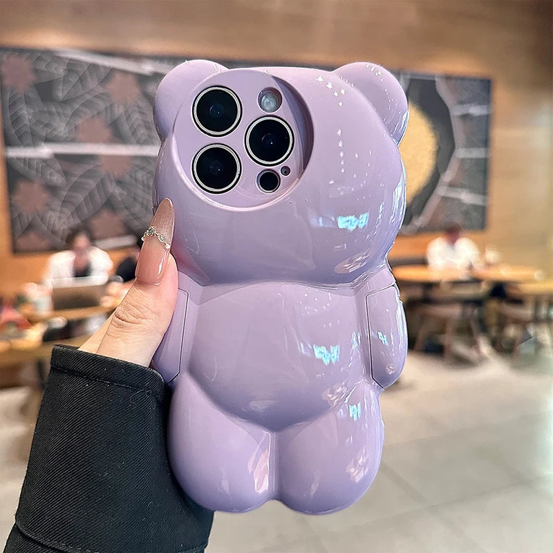 Ins Cute Macron 3D Bear Shockproof Phone Case