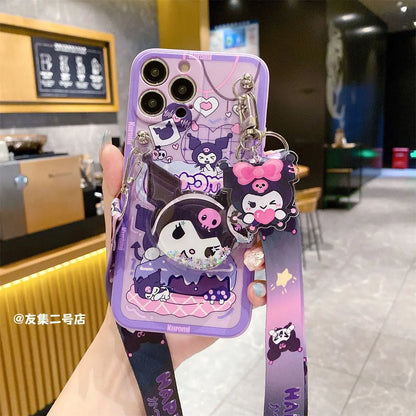 Sanrio Kuromi Phone Case with Shoulder Strap for iPhone