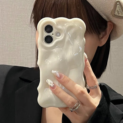 Ins Fashion White 3D Wave Texture Phone Case