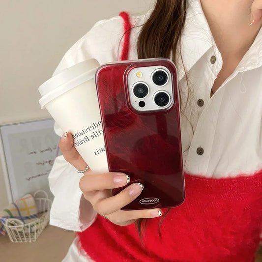Art Simplicity Glossy Red Iceberg Pattern Shockproof Protective Phone Case