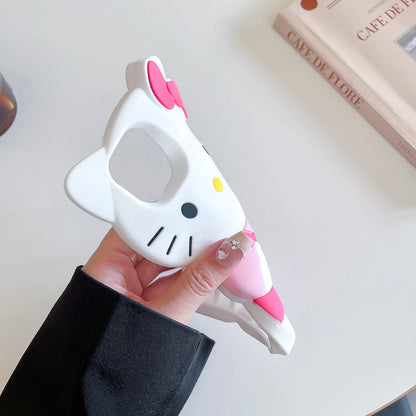 3D Cartoon Bowknot Hello Kitty Silicon Back Soft Phone Case