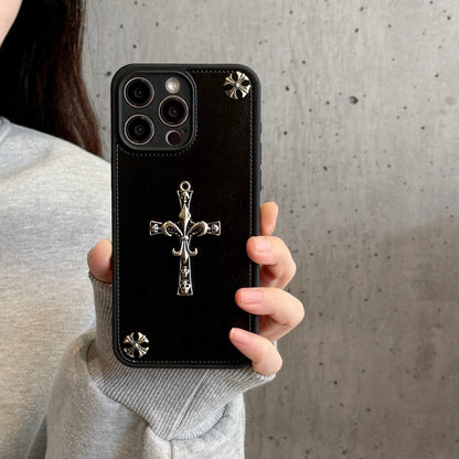 Luxurious Three-dimensional Cross Kroxin PU Leather Printed Grand Phone Case