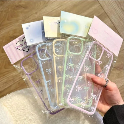 Cute Purple Pink Bow Soft Clear Phone Case