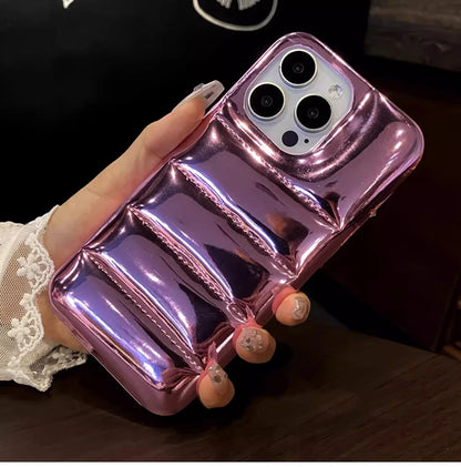 Luxury Glossy Laser Skin Down Jacket Aurora Phone Case