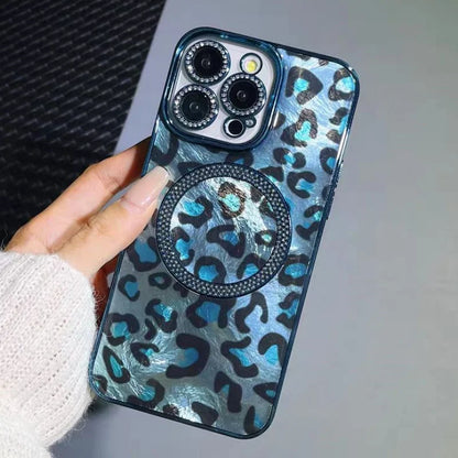 Laser Leopard Glitter Magnetic Phone Case