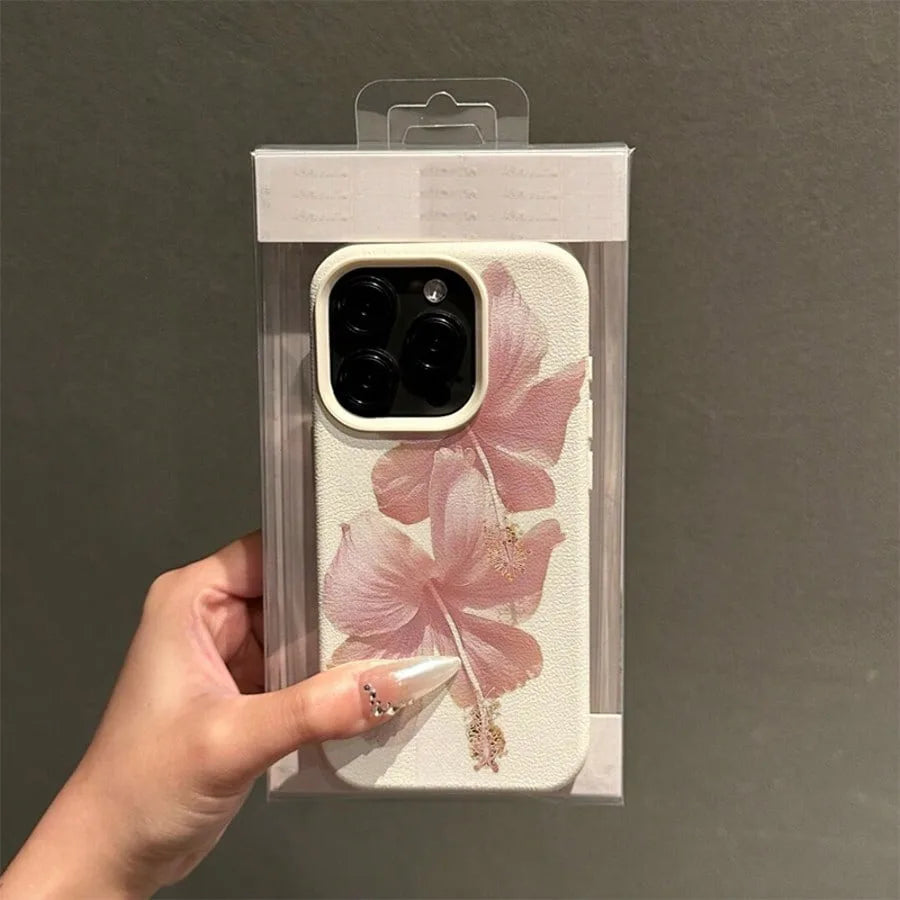 Pink Hibiscus Elegant High Aesthetic Phone Case