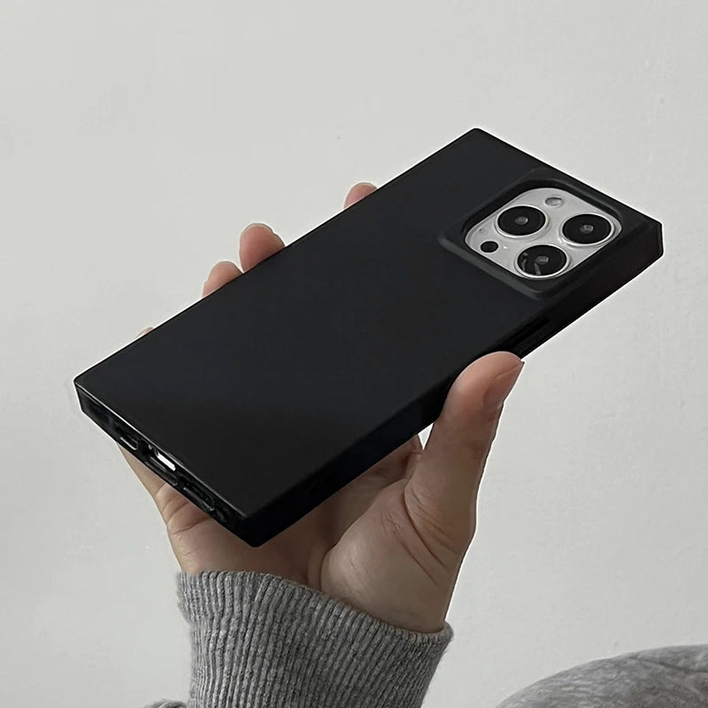 Simple Fashion Matte Black Rectangle Frame Phone Case