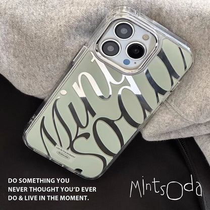 Metallic Green Silver Mirror With Transparent Frame Shockproof Chrome Phone Case