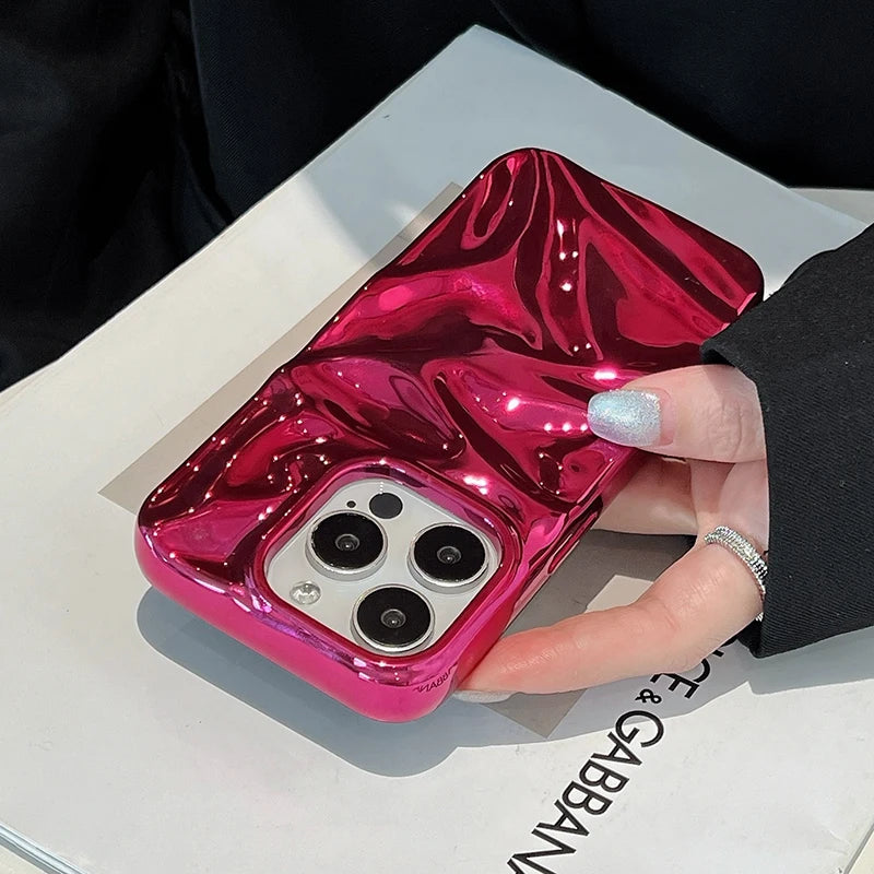 Plating Red Water Ripple Wrinkle Texture Phone Case