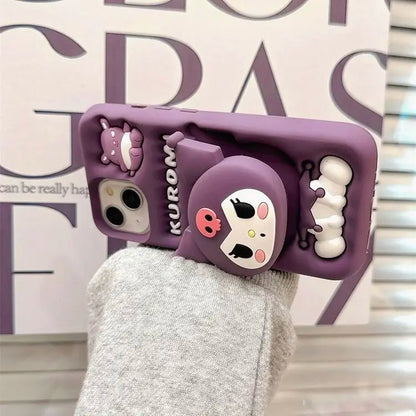 Kuromi Kitty Stitch Silicone iPhone Case