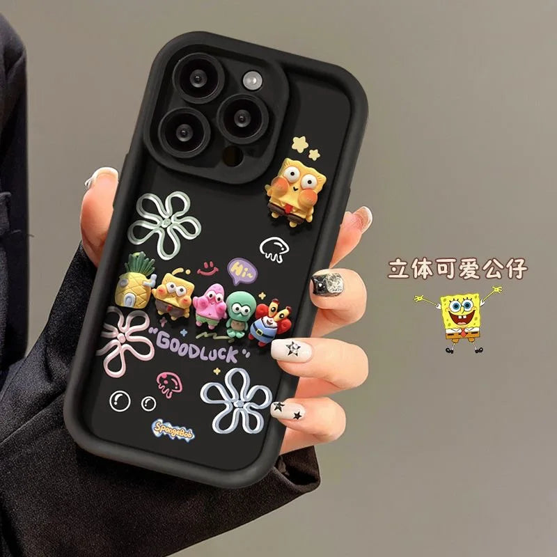 Cute SpongeBob Family Toy Cartoon Multistep Soft Phone Case