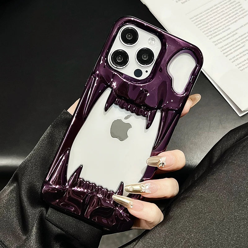 Luxury 3D Tiger Tooth Hollow Dissipate Heat Phone Case