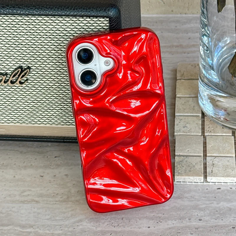Red Glossy Irregular Wrinkle Phone Case