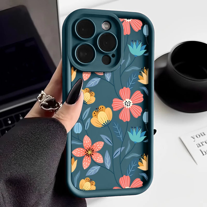 Colorful Flowers Silicone Case New