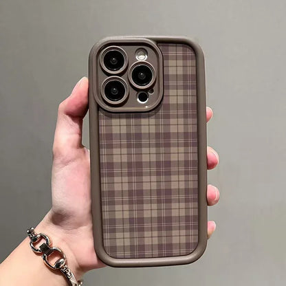 Retro Checkered Print Anti-fall Phone Case